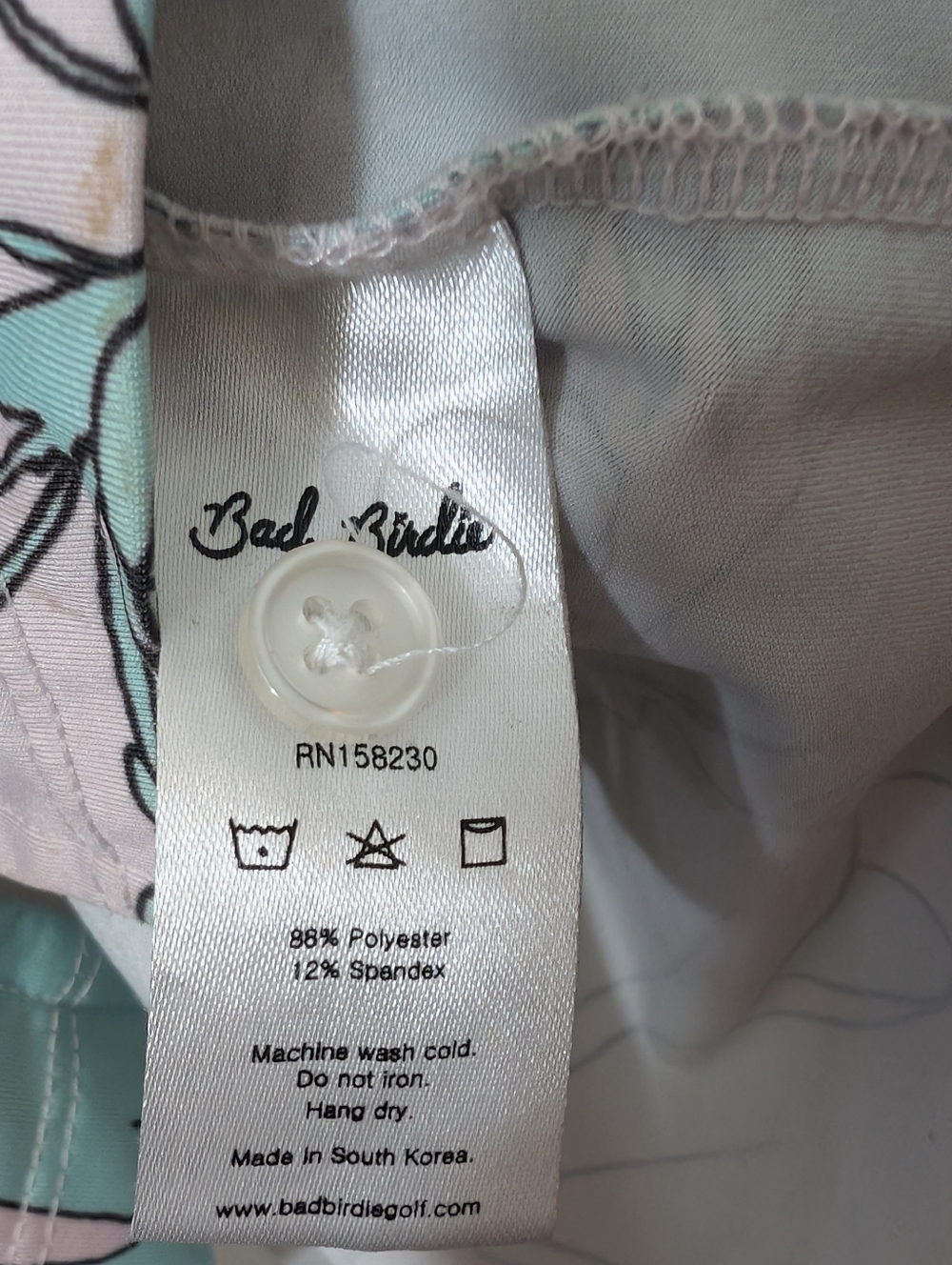Bad Birdie Men's The Garden's Polo in Pastel Pink and Teal - Picture 6 of 6